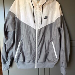 Nike Men's Sportswear Windrunner White and Gray Jacket